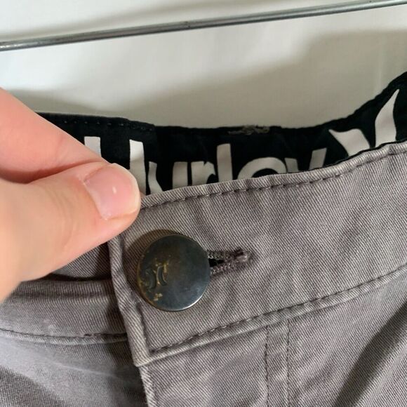 Hurley Chino Shorts Men's 38 Grey Cotton Blend Pockets 9" Inseam Button - Picture 6 of 10
